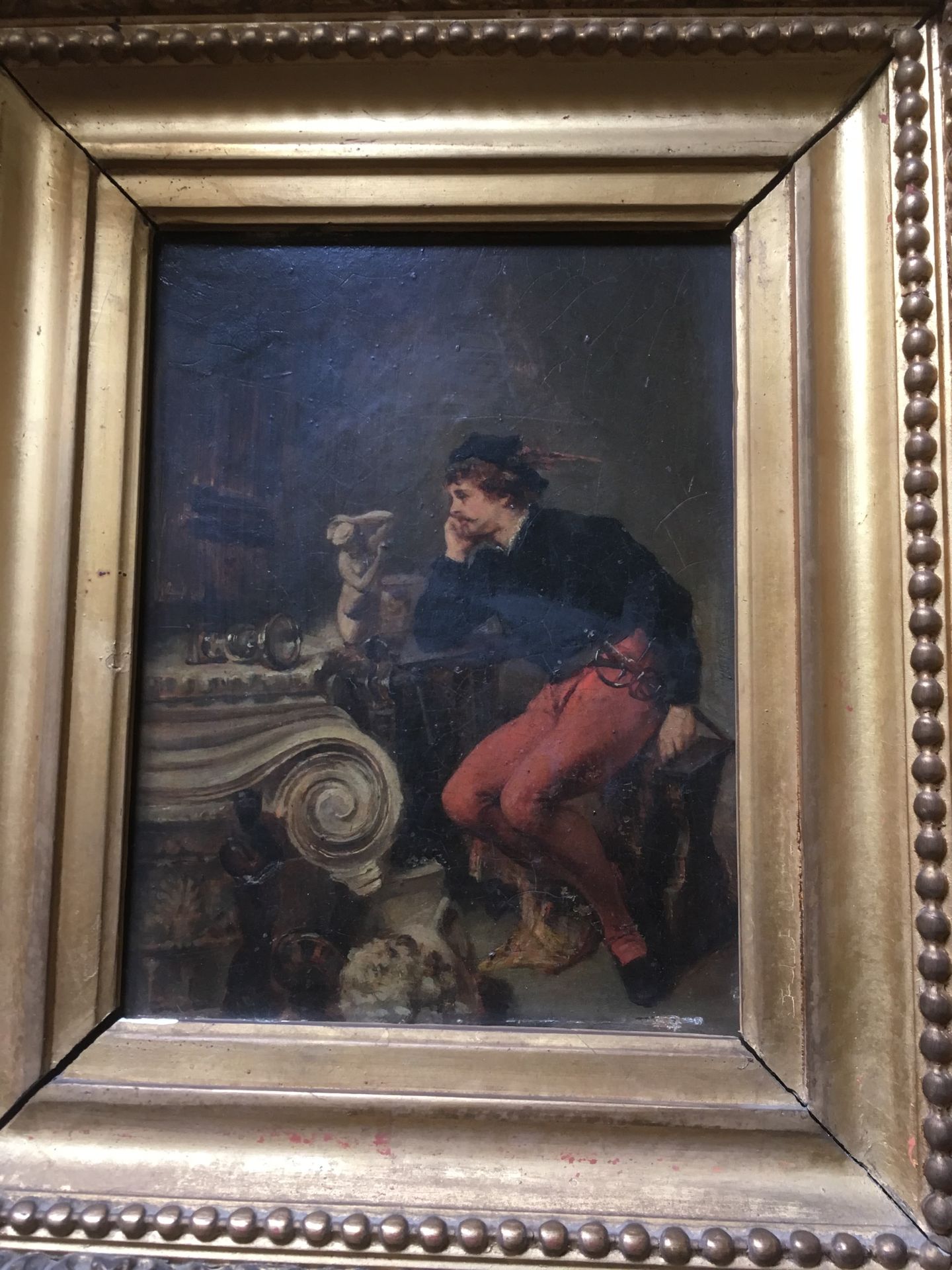 ECOLE FRANCAISE DU XIXème siècle Le troubadour rêveur Huile sur panneau