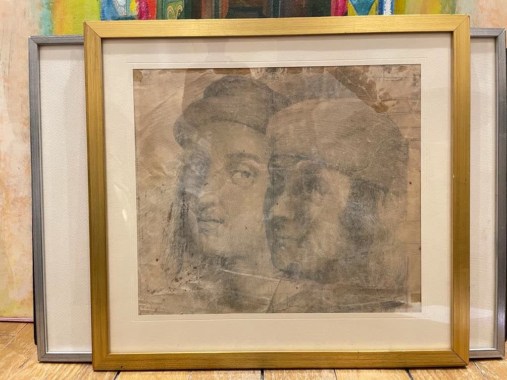 D'après RAPHAEL (1483-1520) L'artiste et son ami Crayon sur papier 29 x 33,5 cm &hellip;