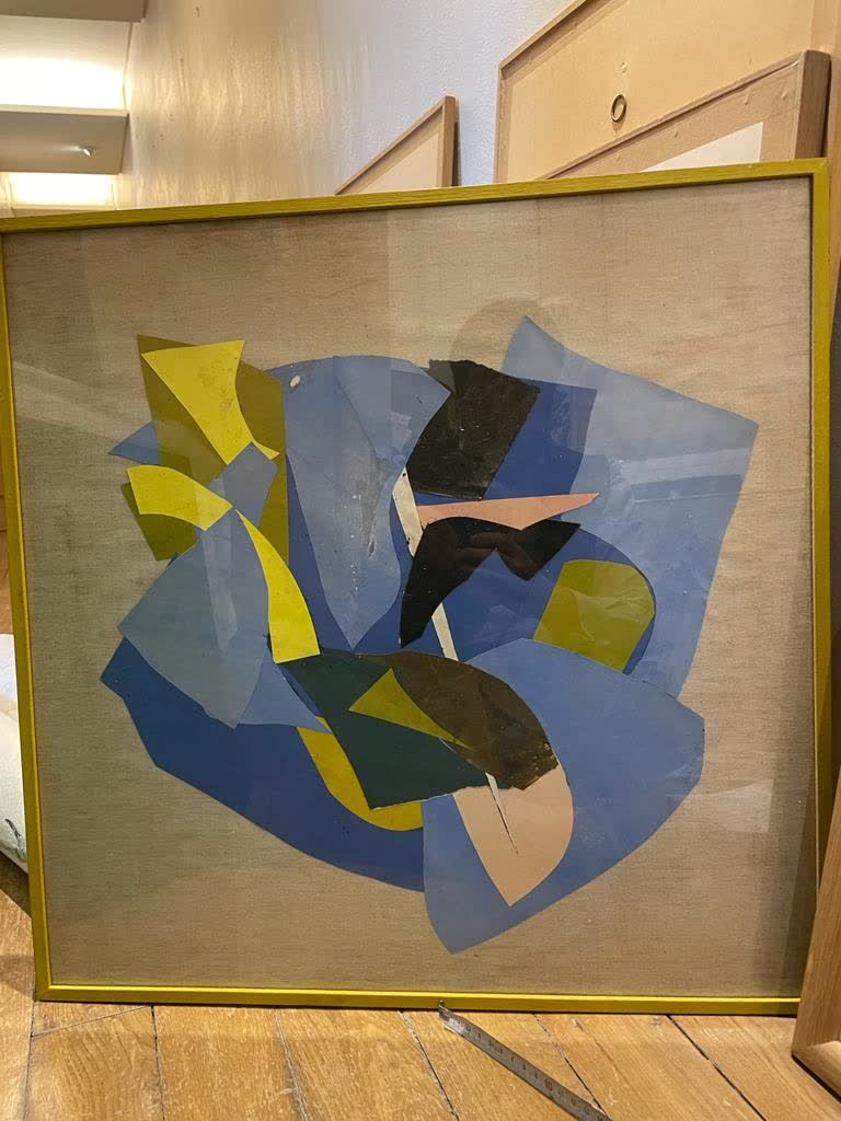 Paul Shusaku Foujino (1925-1982) 迈向快乐
纸上水粉和拼贴画，左中有签名，底部有标题
79 x 79 cm