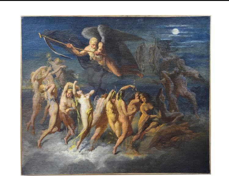 ECOLE FRANCAISE DU XIXème siècle La danza delle ore
Olio su tela 46 x 60 cm