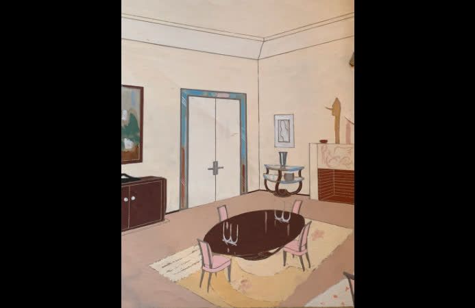 André ARBUS (1903-1969) 本拍品有六幅纸上墨水、铅笔、水彩和水粉的室内画。
签名。
54 x 48.5 cm
附上一张未署名的内画。