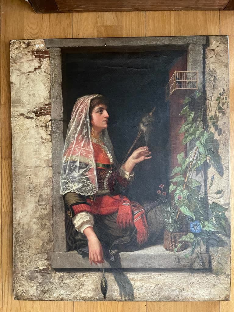 August Friedrich SCHENCK (1828-1901) Jeune portugaise à la fenêtre
Huile sur toi&hellip;
