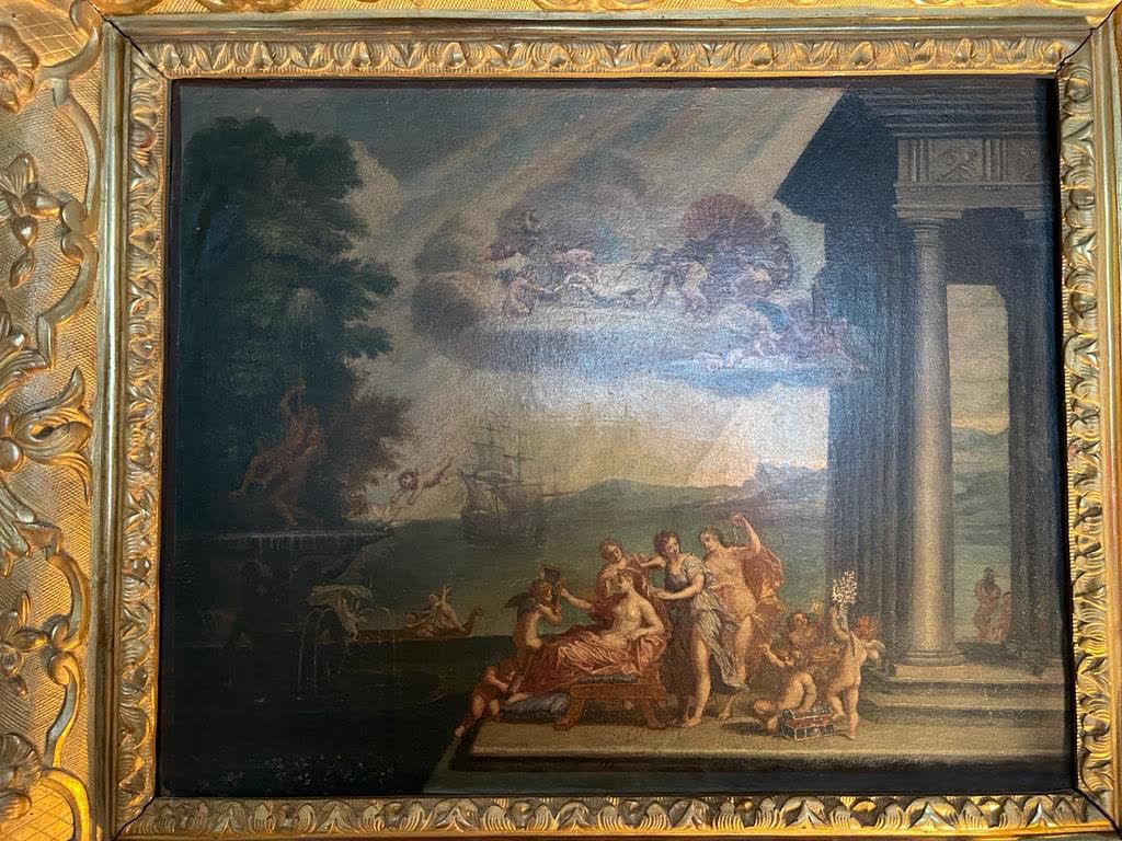 Ecole Française du XVIIIème siècle, d'après L'Albane 维纳斯的厕所
布面油画。
 （装在镀金和雕刻的木框中）&hellip;