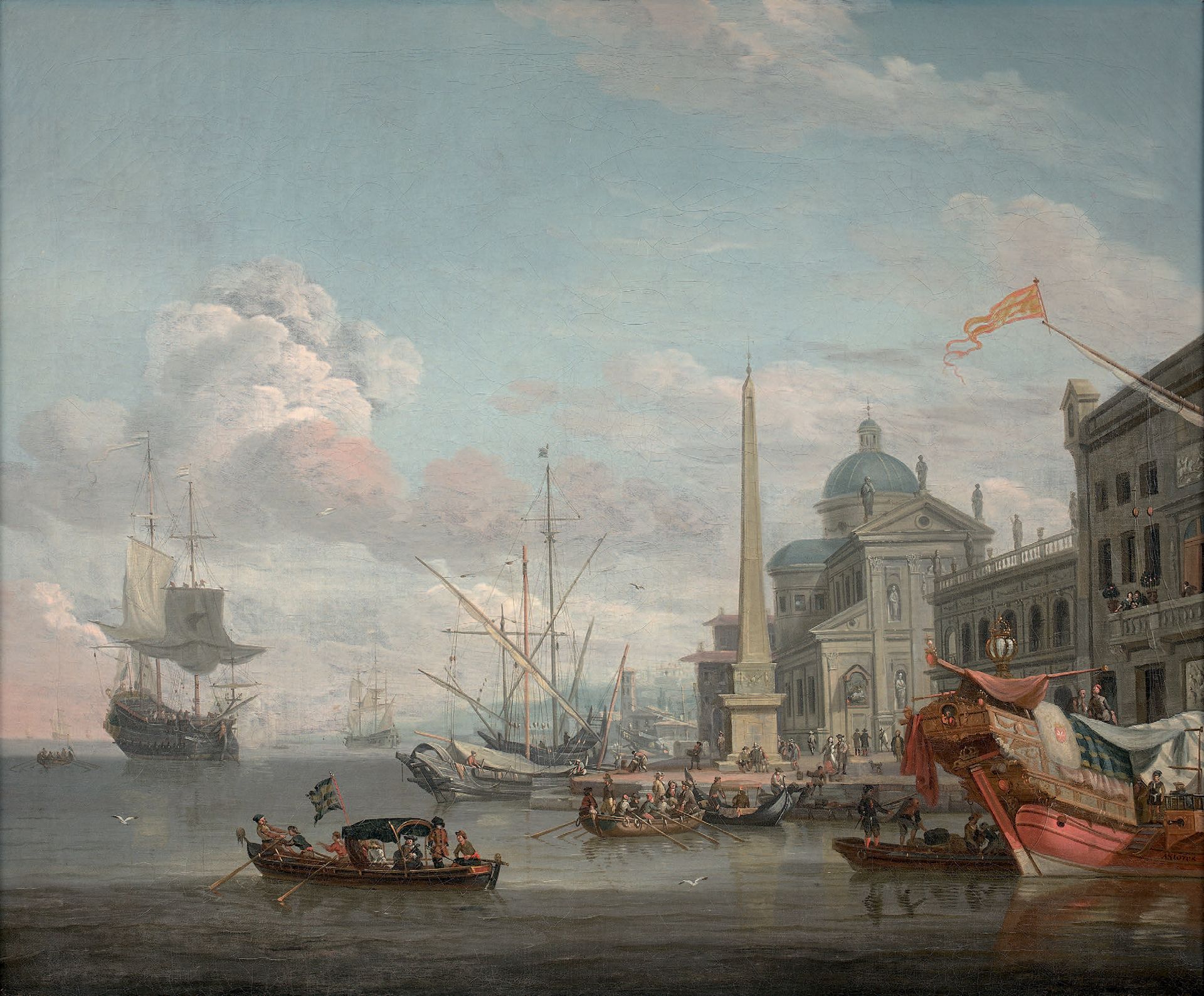 Abraham Storck (Amsterdam 1644-1708) Scène de port méditerranéen
Toile 63,5 x 77&hellip;