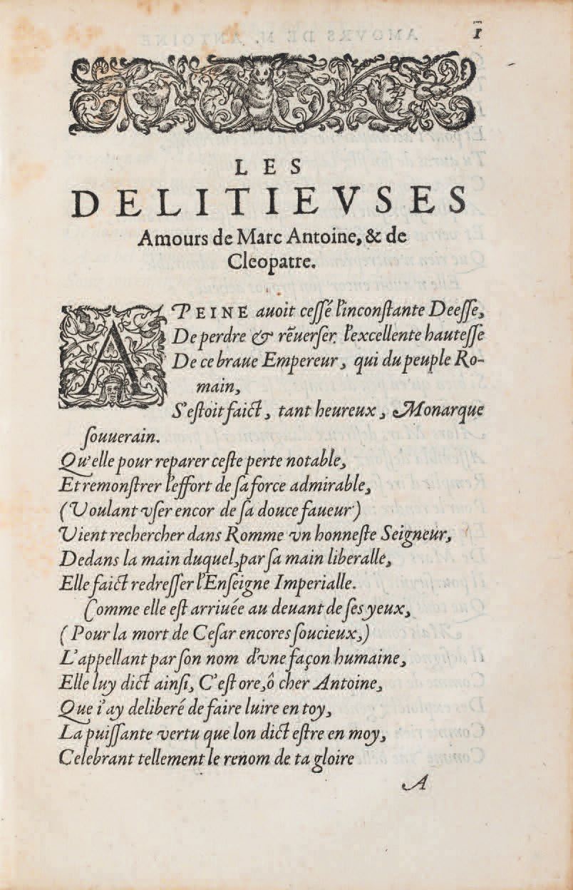 BELLIARD (Guillaume). Ɵ il Primo Libro di Poesie. Parigi, Pour Claude Gautier, 1&hellip;