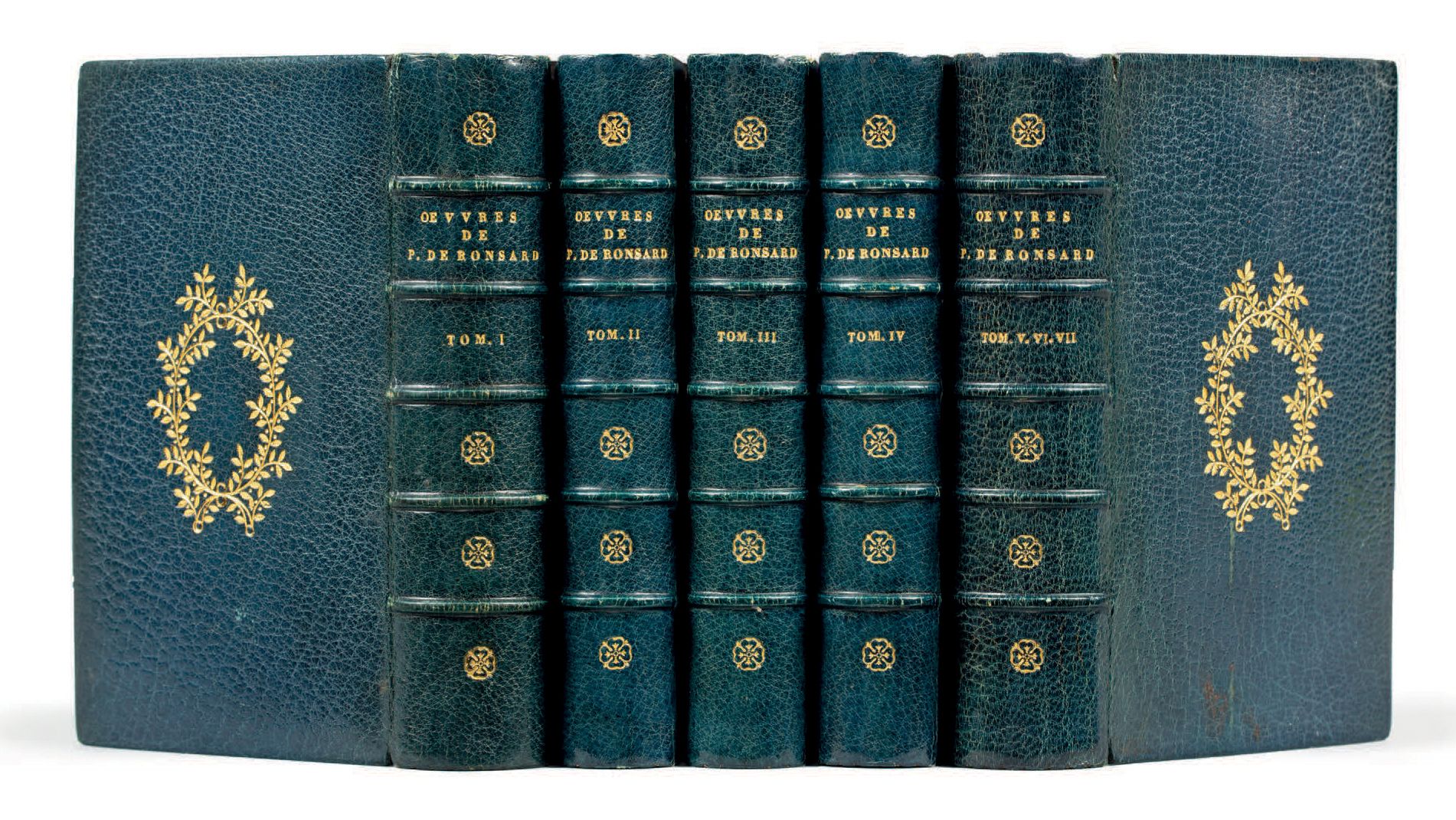 RONSARD (Pierre de). Ɵ 《作品》。Rédigées en sept tomes, Reveuës, & augmentées.巴黎，加布里&hellip;