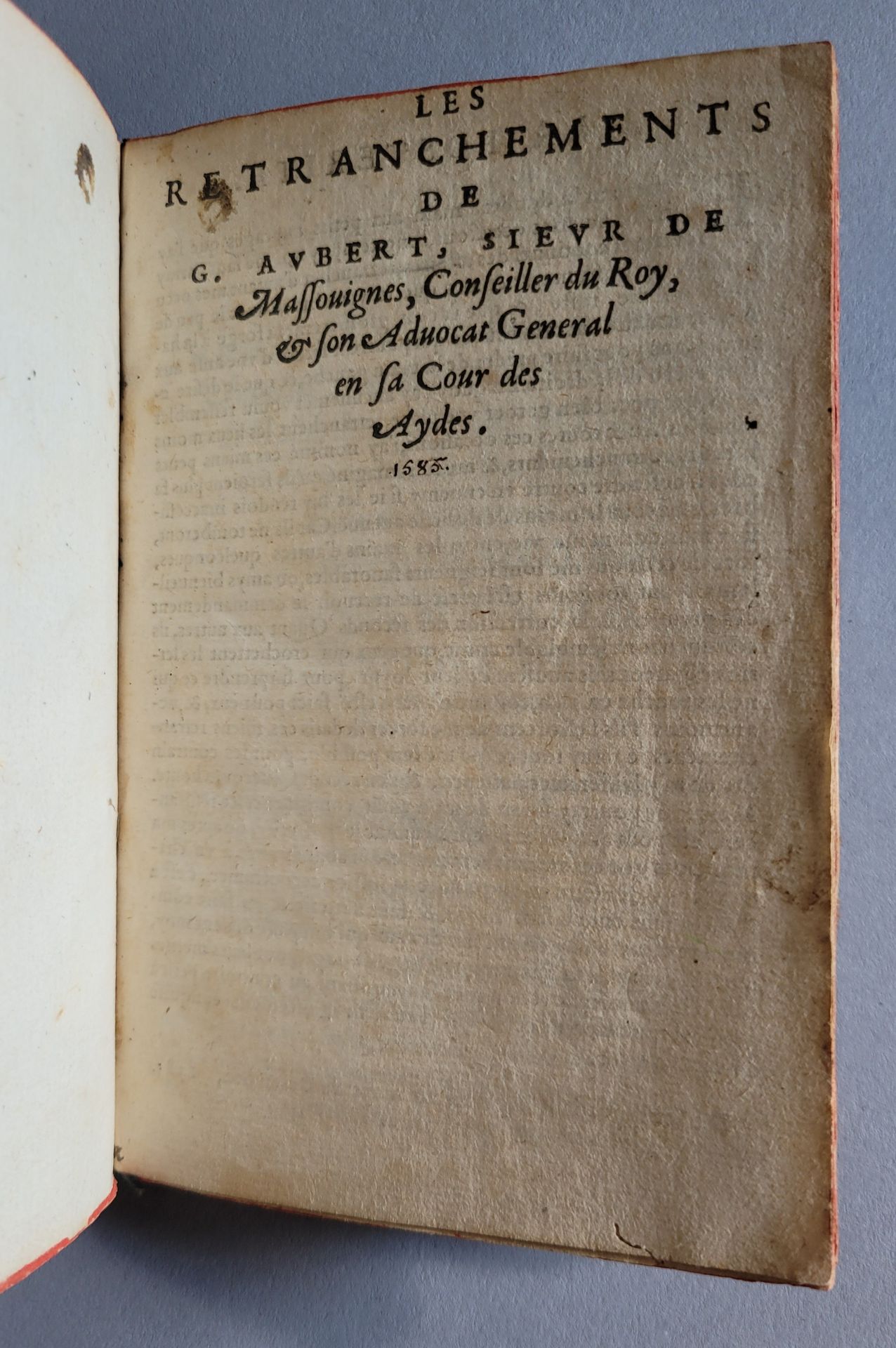 AUBERT (Guillaume). Ɵ Les Retranchements. S.L.N.D. [1585]. In-8, marmoriertes Ka&hellip;
