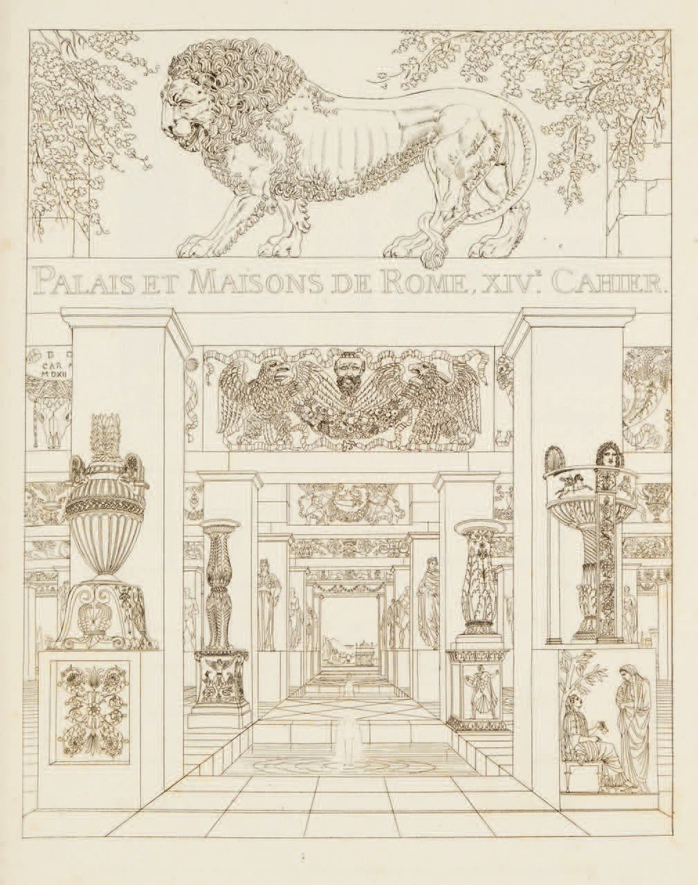 [PERCIER (Charles) et Pierre FONTAINE]. 宫殿、房屋和其他现代建筑，绘制于罗马。巴黎，Chez les Auteurs, &hellip;