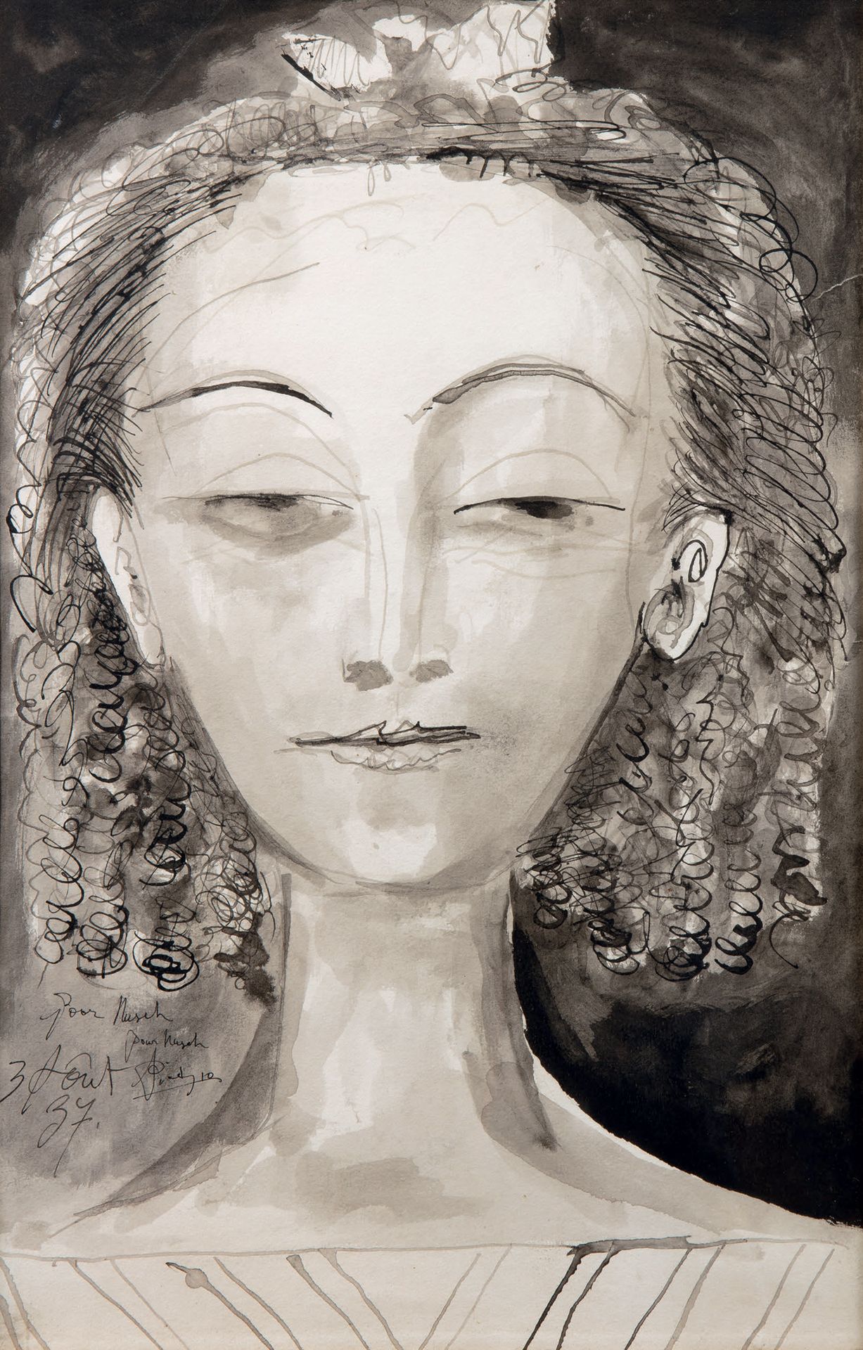 Pablo PICASSO (1881-1973) Retrato de Nusch Eluard.
Aguada de tinta firmada, fech&hellip;