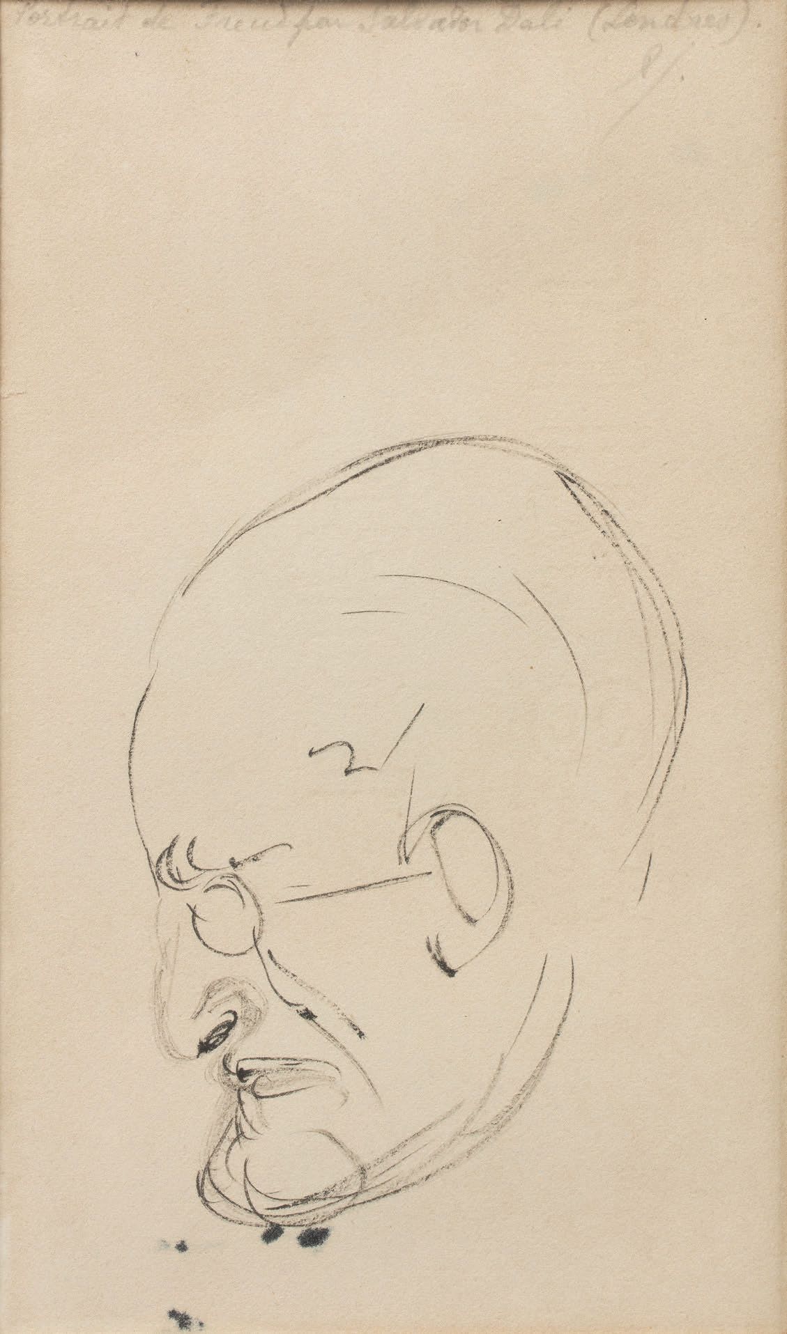 Salvador DALI (1904-1989) Portrait of Sigmund Freud, in profile.
Black pencil wi&hellip;