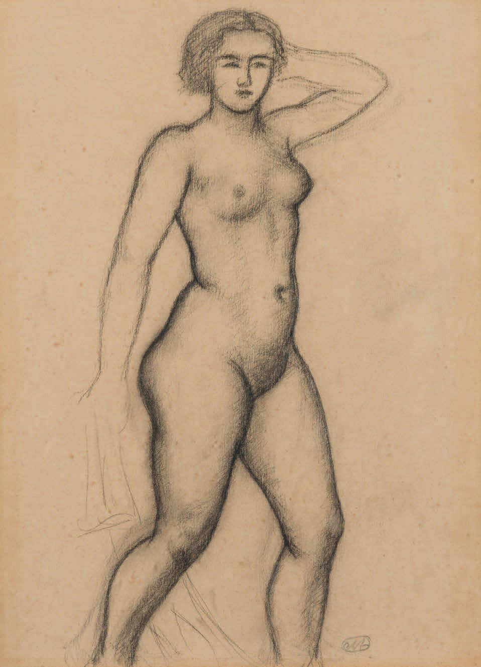 Aristide MAILLOL (1861-1944) Modèle debout
Dessin au fusain et à l'estompe signé&hellip;