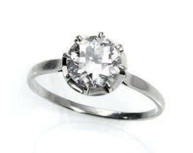 Null Bague solitaire en or gris 750°/°°° et platine sertie d'un diamant brillant&hellip;