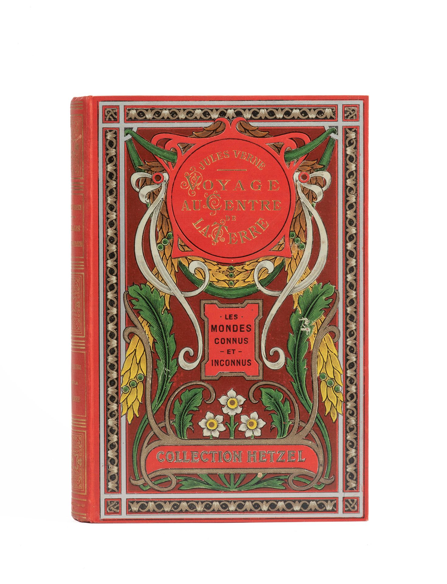Null 儒勒-凡尔纳的《地心游记》。里欧的插图。巴黎，Hetzel收藏，日期（约1908年）。
大型单行本8页。多色出版商板" aux feuilles d'&hellip;