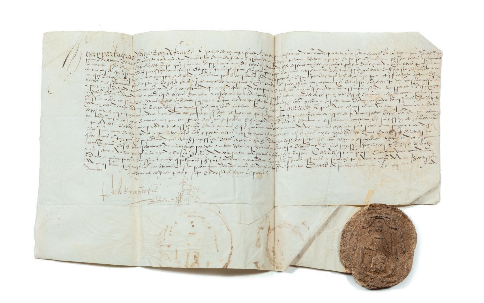 [HENRI II (1519-1559) roi de France]. 以他的名义制定的法案，枫丹白露，1547年11月1日。 1页，牛皮纸质地的长方形对开&hellip;