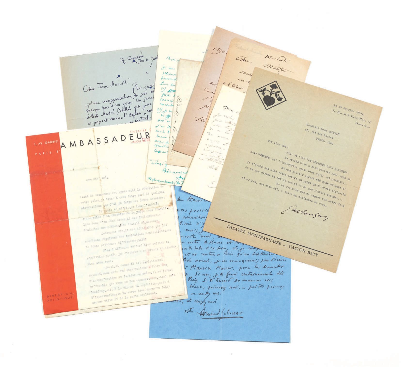 Null THEATER. [ANOUILH Jean (1910-1987)] - Correspondence addressed to Jean Anou&hellip;