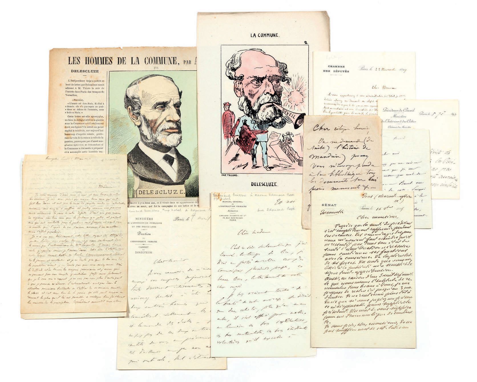 Null 公务员和政治家。一套9份文件。
布瓦松-费迪南(1841-1932) 致爱德华-佩蒂特夫妇，巴黎，189[0]年4月2日和（同上）。8页，8开本。4月&hellip;