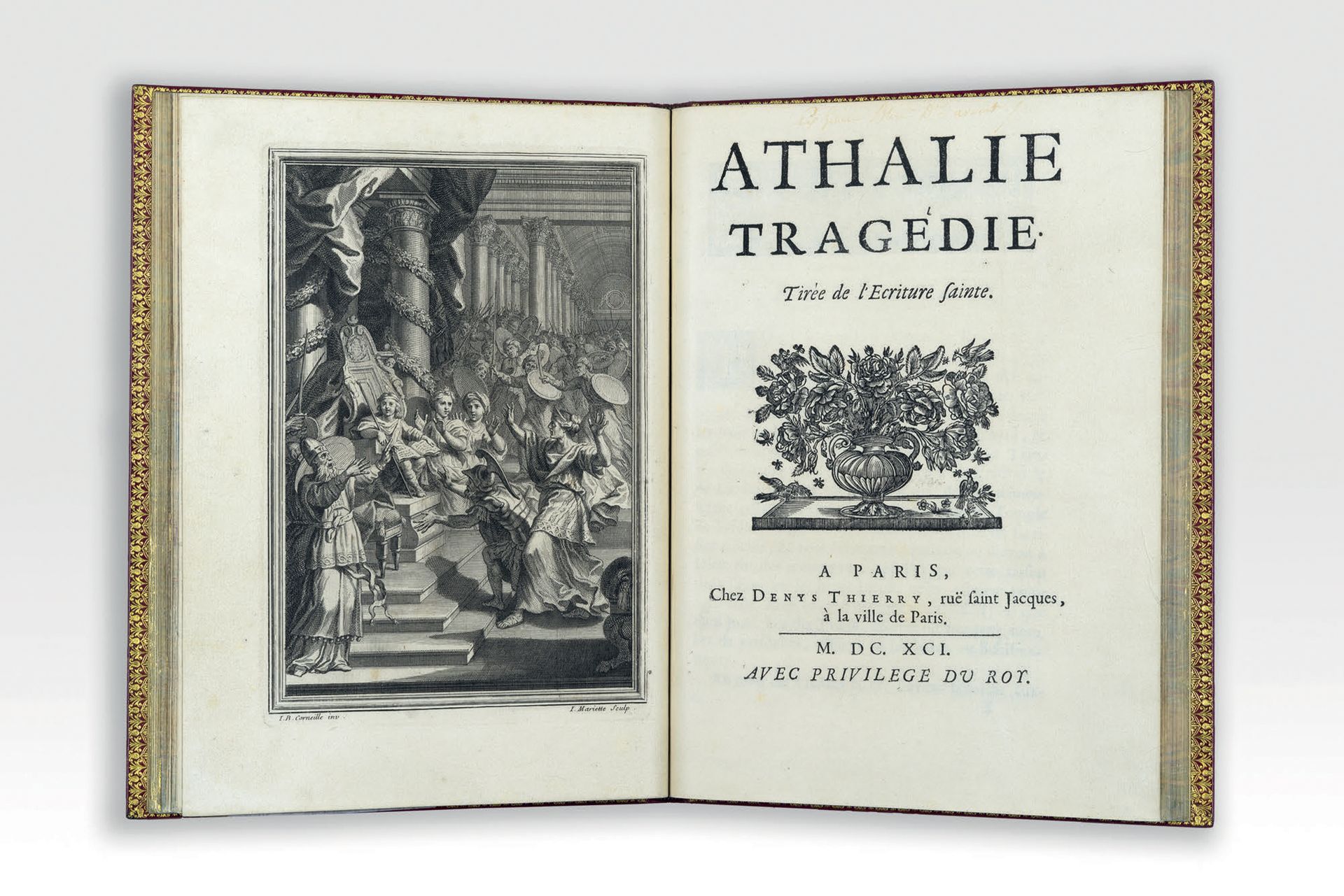 RACINE (Jean). 以斯帖》。取自圣经的悲剧。巴黎，Denys Thierry，1689。- Athalie.取自圣经的悲剧。巴黎，丹尼斯-蒂埃里，1&hellip;