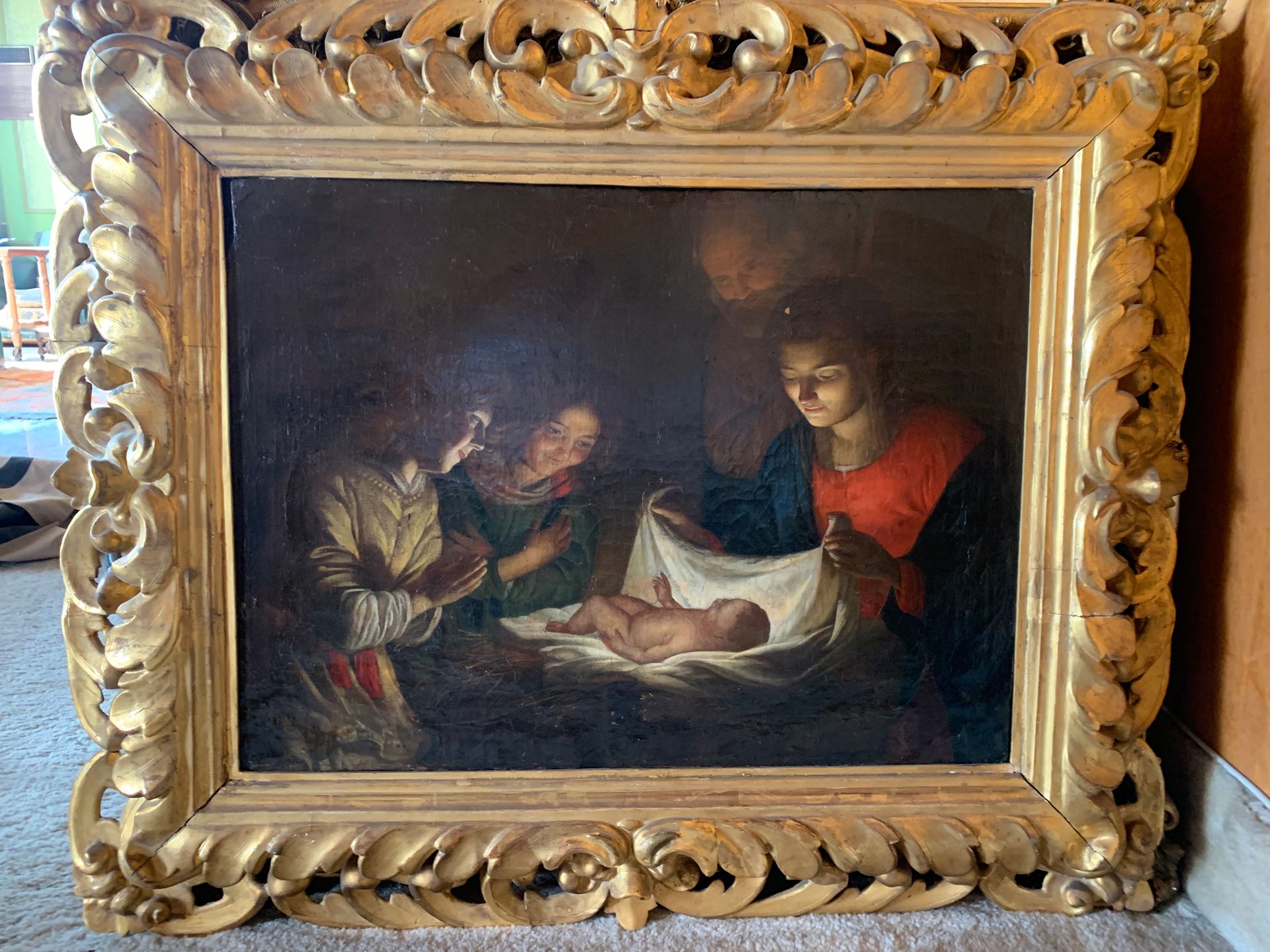 D'après Gérard VAN HONTHRORST (1590 - 1656) “Adoration de l'Enfant Jésus”
Huile &hellip;