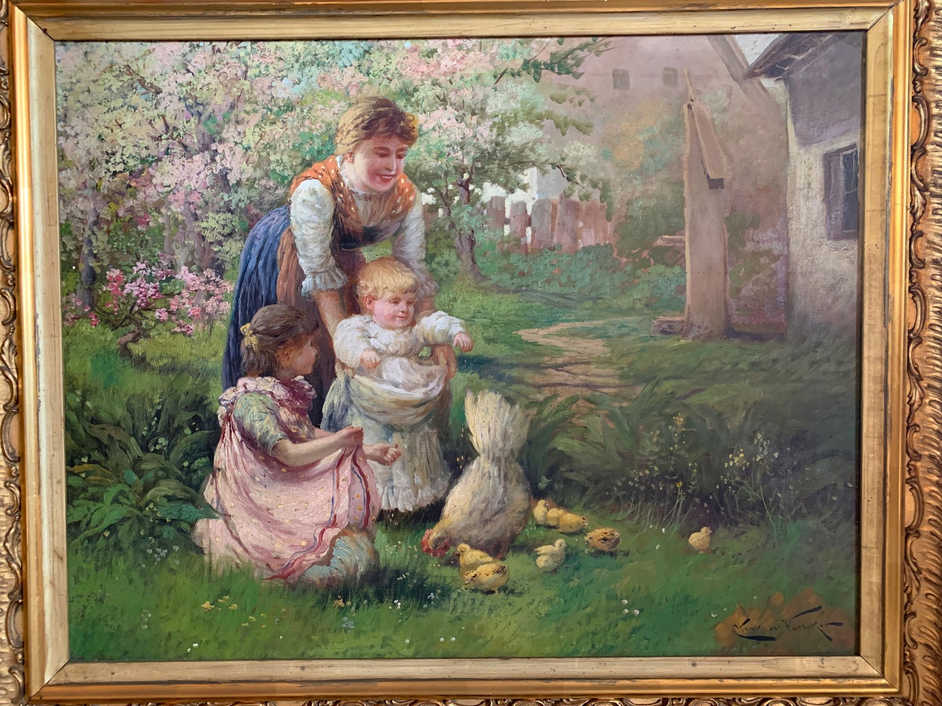 Comtesse de VARINKOV (XIX/XXème siècle) "Madre e hijos en el campo".
Óleo sobre &hellip;