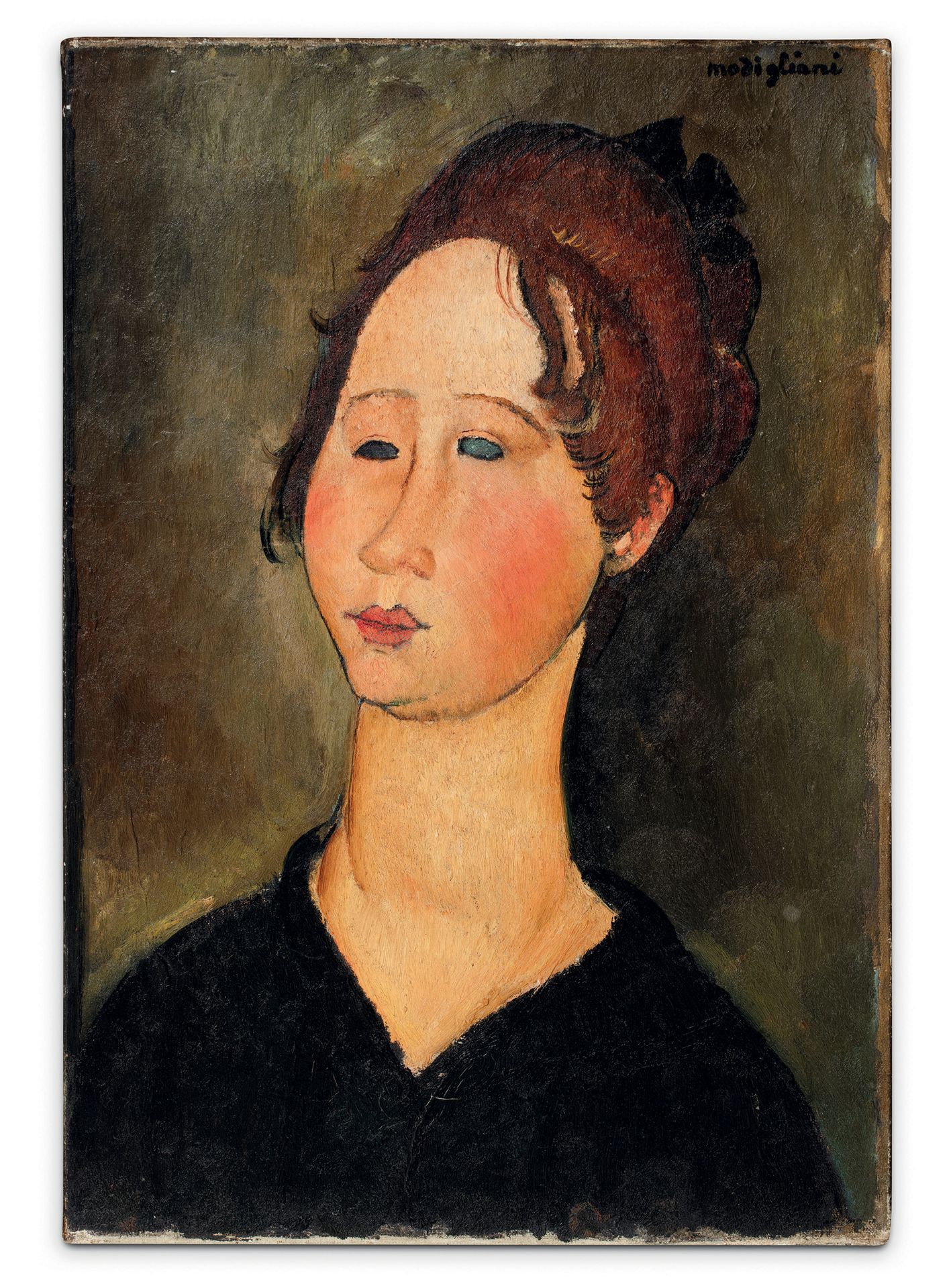 Amedeo MODIGLIANI (1884-1920) 勃艮第女人》，1918年
布面油画，右上角有签名
55 x 38 cm

出处 ：
- 罗杰-杜蒂莱&hellip;