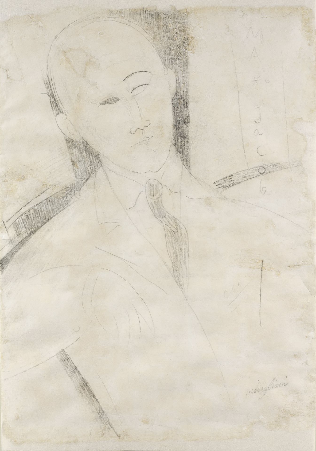 Amedeo MODIGLIANI (1884-1920) Portrait de Max Jacob
Dessin au crayon noir, signé&hellip;