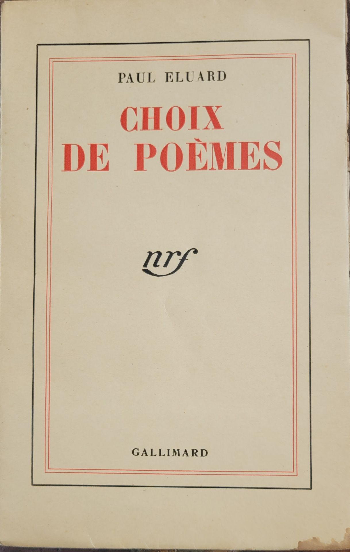 Choix de Poèmes. Paris, Gallimard, 1961. In-12, broché. … | Drouot.com