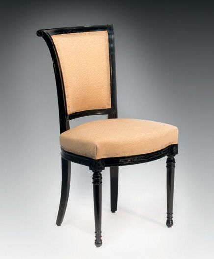 Null Directoire style chair in black lacquered wood, molded and carved, the fron&hellip;