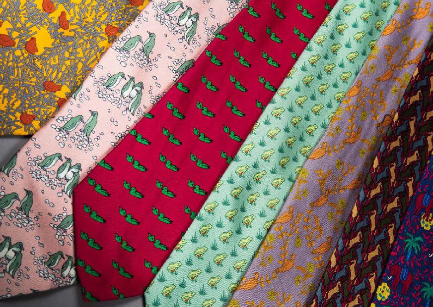 HERMÈS PARIS Set of seven silk ties 
Animal décor