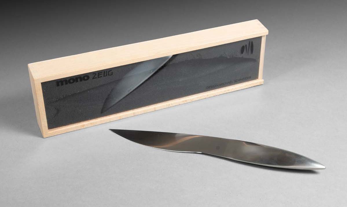 MONO ZEUG Stainless steel kitchen knife designed by Michael SCHNEIDER 
L. 33 cm &hellip;