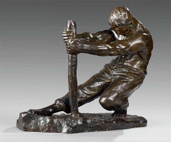 VICTOR DEMANET (1895-1964) L'effort Bronze à patine brune E.A. N°1/6 datée 1931 &hellip;