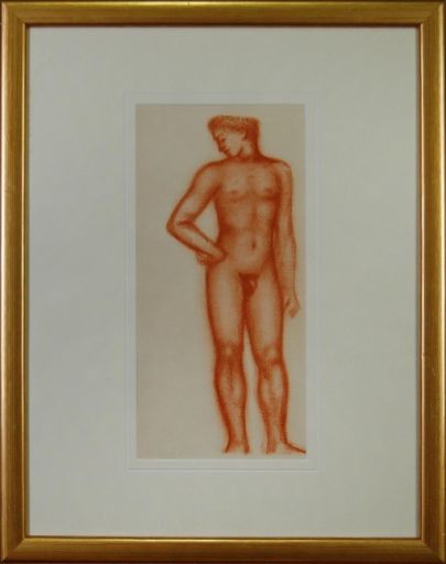MAILLOL ARISTIDE (1861 - 1944) Lithographie"NU DEBOUT",Format encadré : 49 x 39 &hellip;