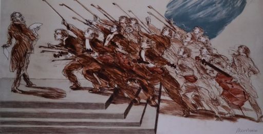 WEISBUCH Claude (1927 - ) 石板画 "LES ARCHETS"，艺术家的证明，编号为II/XXV，右下方有铅笔签名，格式为框架88 x &hellip;