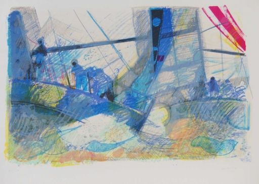 AMBILLE Paul (1930 - 2010) Lithographie "LA REGATE", signiert unten rechts, numm&hellip;