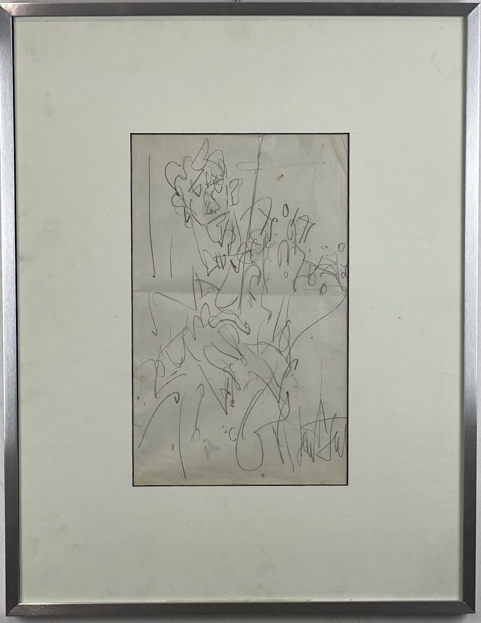 GEN PAUL (1895 - 1975) 素描 "音乐家"，右下角有签名，斜线下65x50，中间有轻微的角质折痕。