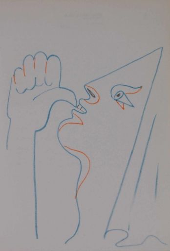COCTEAU Jean (D'après) (1889 - 1963) Litografia "POUCE A LA BOUCHE (1957)", Lito&hellip;