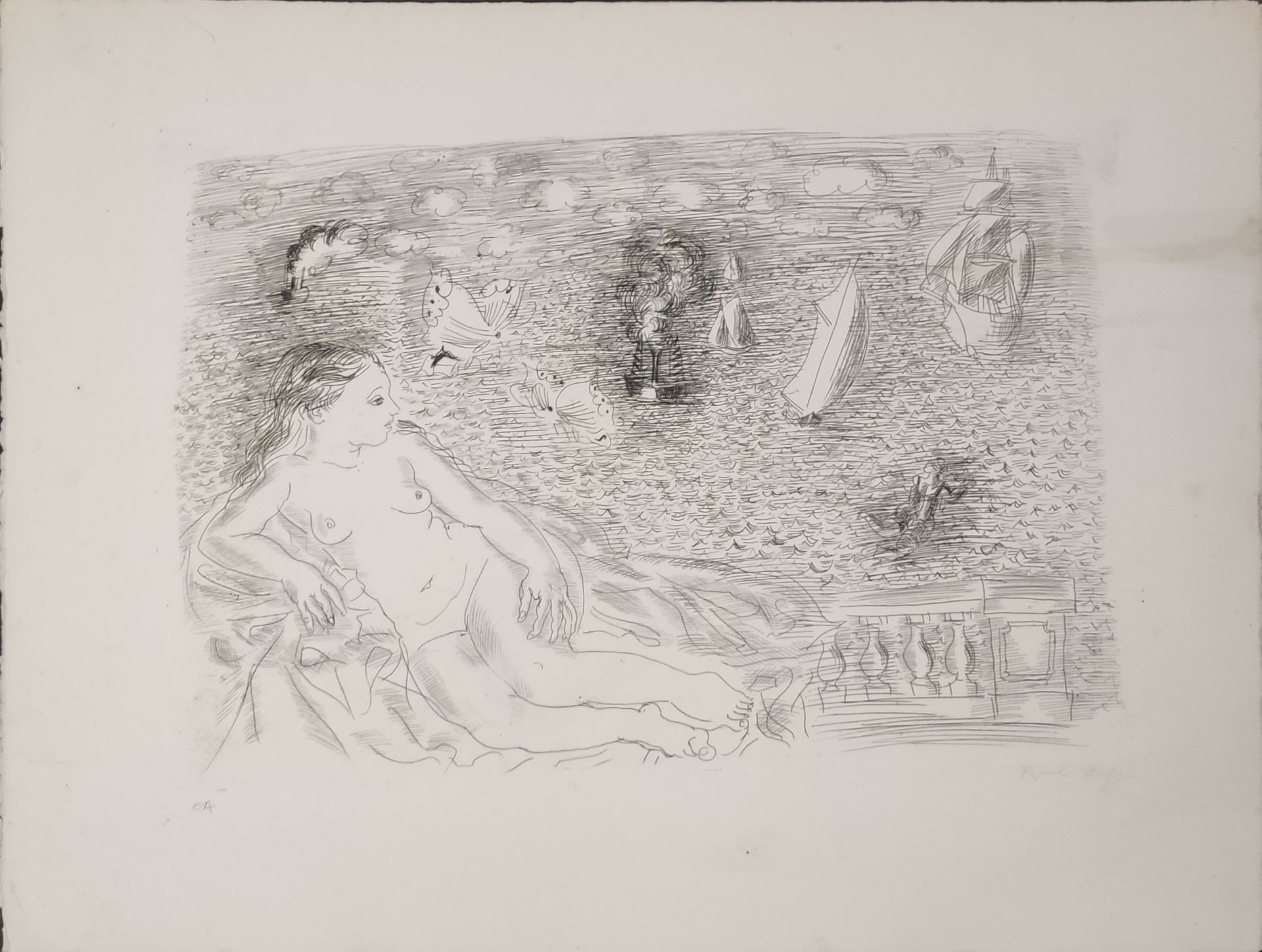 DUFY Raoul (1877-1953) d'après 雕刻 "ODALISQUE"，签名右下角。纸张格式50X65厘米格式：35 x 50 x cm。