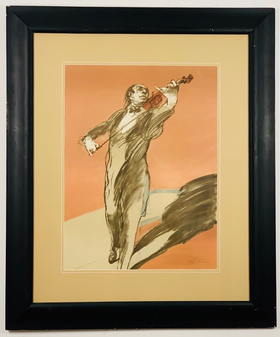 WEISBUCH Claude (1927 - ) 石版画 "SOLO"，右下角有签名（标本），有框116 x 97厘米。 格式：74 x 55 x 0厘米。