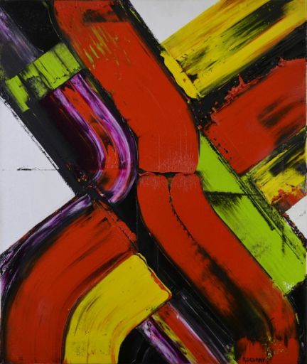 ROCSKAY Jay (1947 - ) Acrílico "COMPOSICIÓN",Sobre lienzo firmado.65 x 54 x 0cm.
