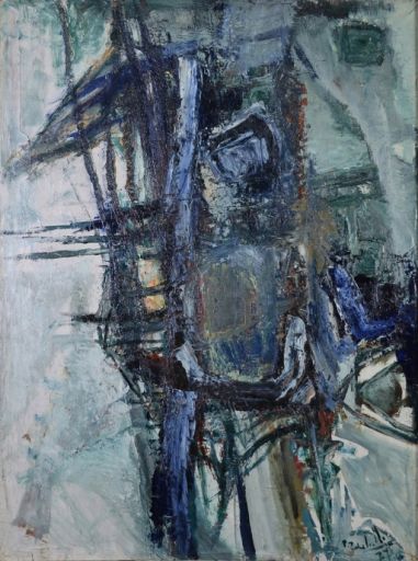 ZUCCHELLI Pierre (1920- ) 布面油画《构图（1970）》，左下角有签名，有框114 x 87厘米。 格式：100 x 70 x 0厘米。
