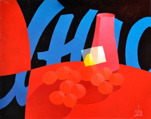 BULAN Stéphane (1954 - ) 布面油画 "CHARLOTTENBURG的红夜"，右下角有签名，73 x 92 x 0cm。