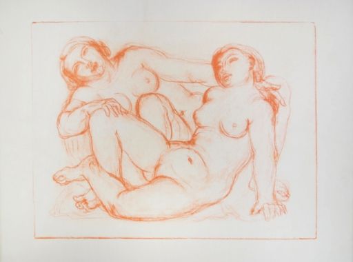MALFRAY Charles Alexandre (1887 - 1940) 石版画 "两个裸体"，根据Gourdon石版画师（1977年）绘制，在轻质羊皮纸&hellip;