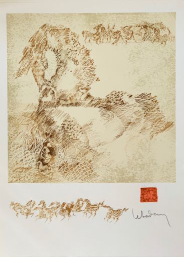 LEBADANG Dang (1921 - ) Lithographie"CHEVAUX",Signée au crayon en bas à droite, &hellip;