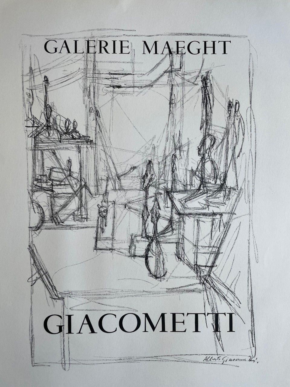 GIACOMETTI Alberto (1901 - 1966) Lithographie"L'ATELIER",Signée en bas à droite &hellip;
