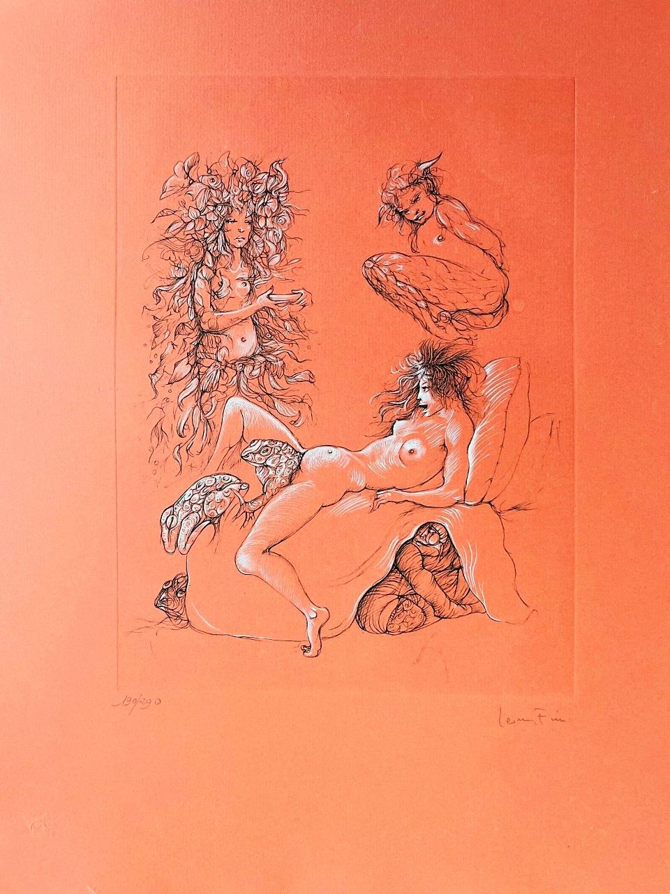 FINI Léonor (1908 - 1996) Lithographie"AEROTICS MYSTIQUE",Signé à la main au cra&hellip;