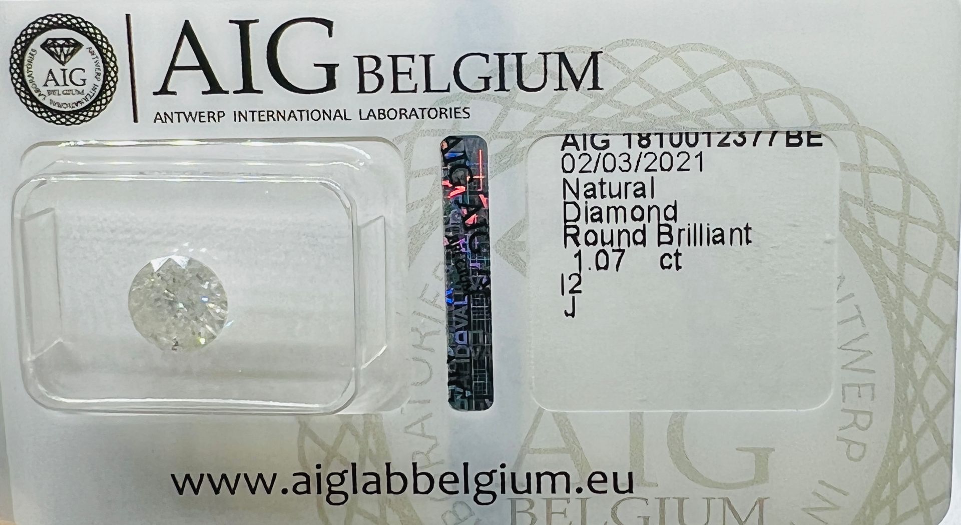Diamant DIAMANT BLANC 1,07 Carat, certificat AIG