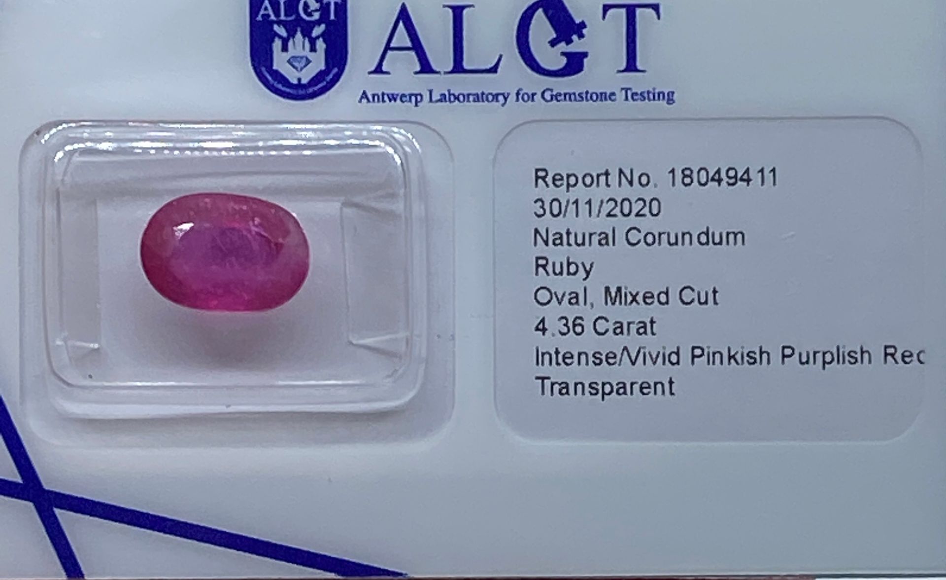 RUBIS 4,36 carati RUBINO ROSSO certificato di garanzia AIGT
