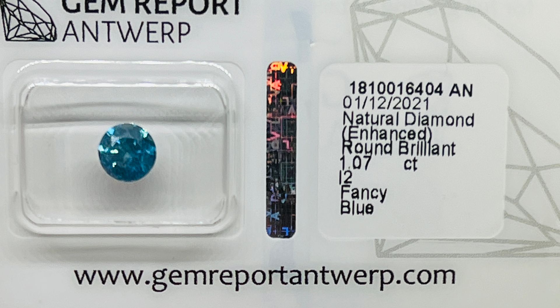 Diamant BLUE DIAMOND of 1.07 carats with GEM guarantee certificate