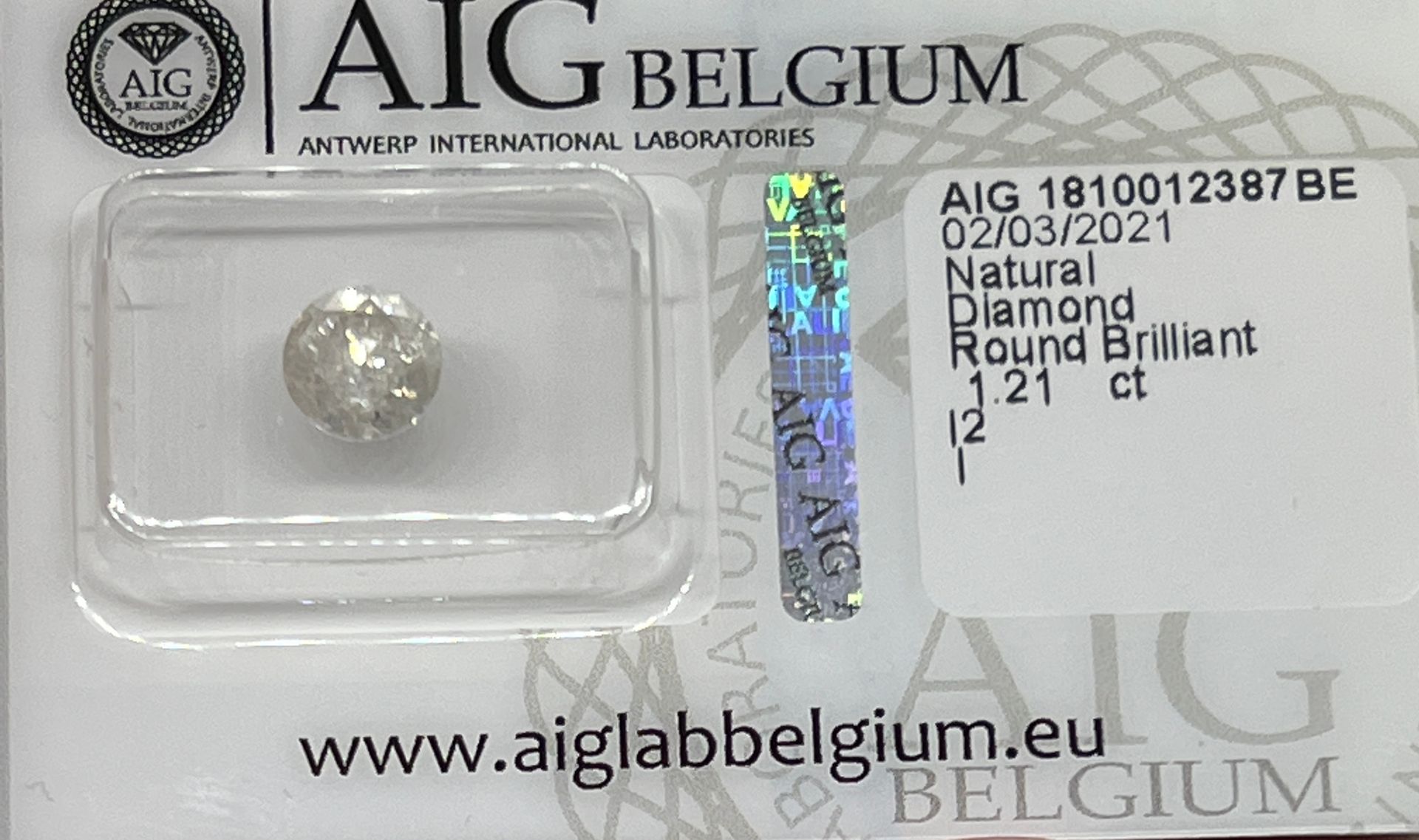 Diamant Weißer DIAMANT 1,21 Karat versiegelt mit IGI-Zertifikat