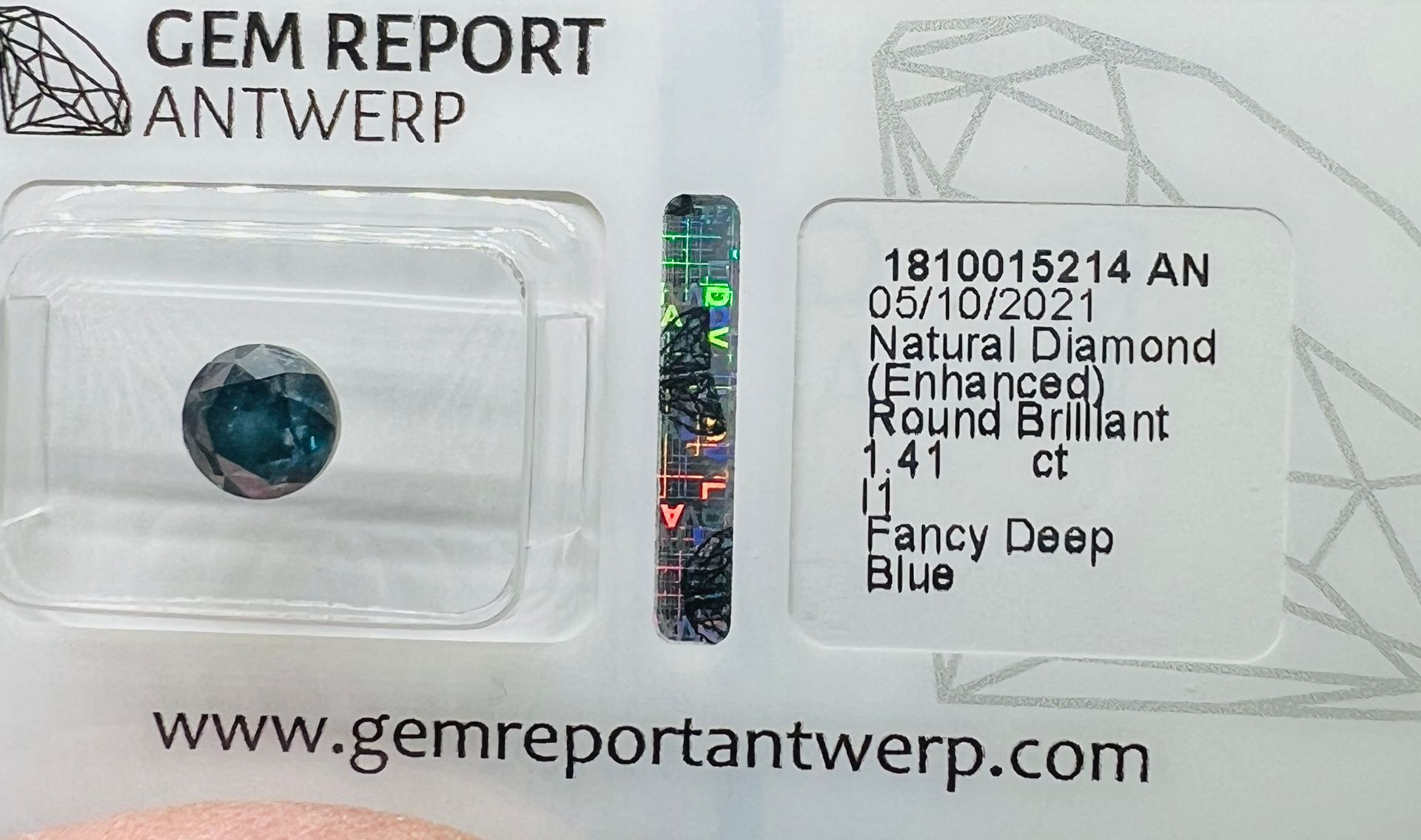 Diamant DIAMANT BLEU 1,41 Carat, certificat AIG