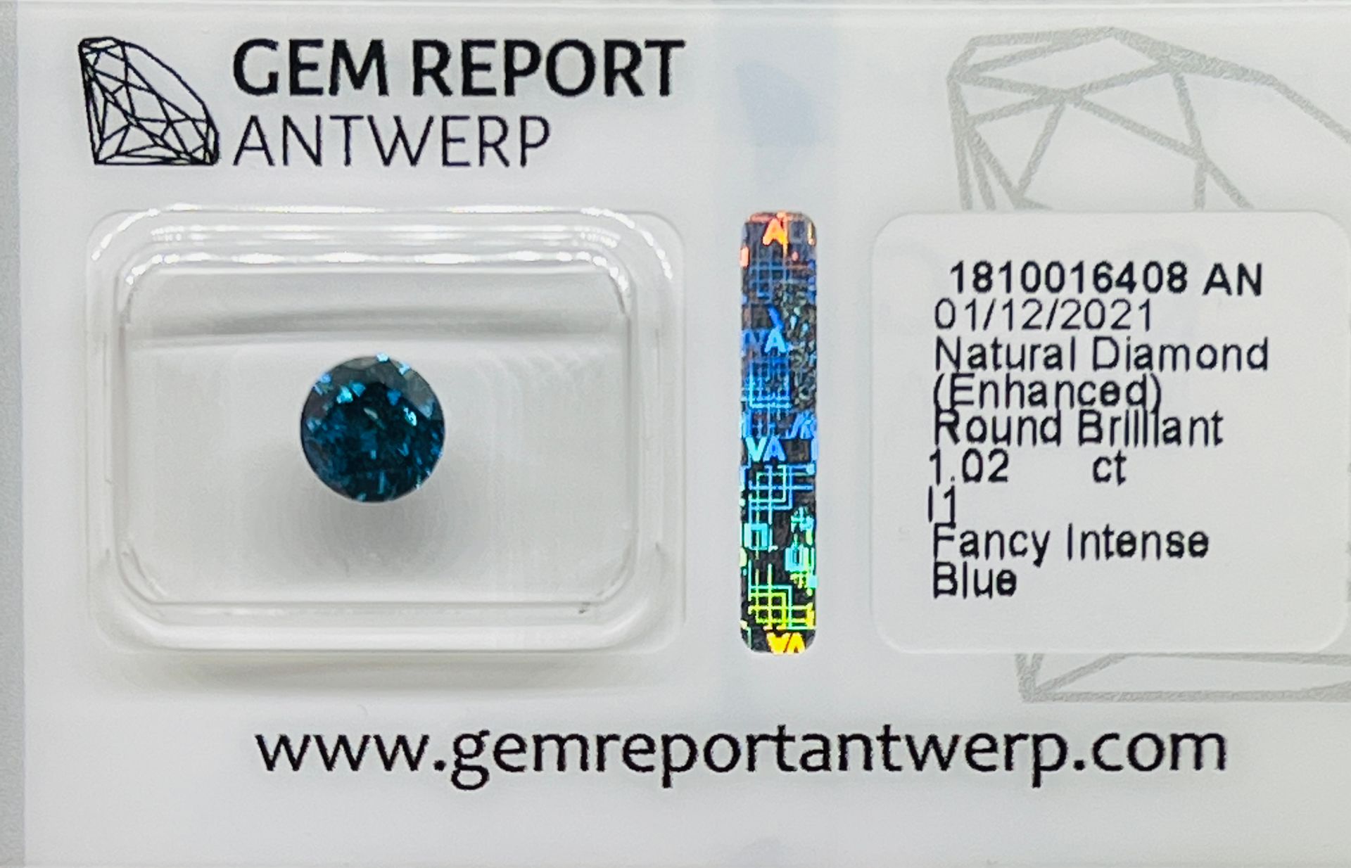 Diamant BLAUER DIAMANT 1,02 Karat mit GEM-Garantiezertifikat